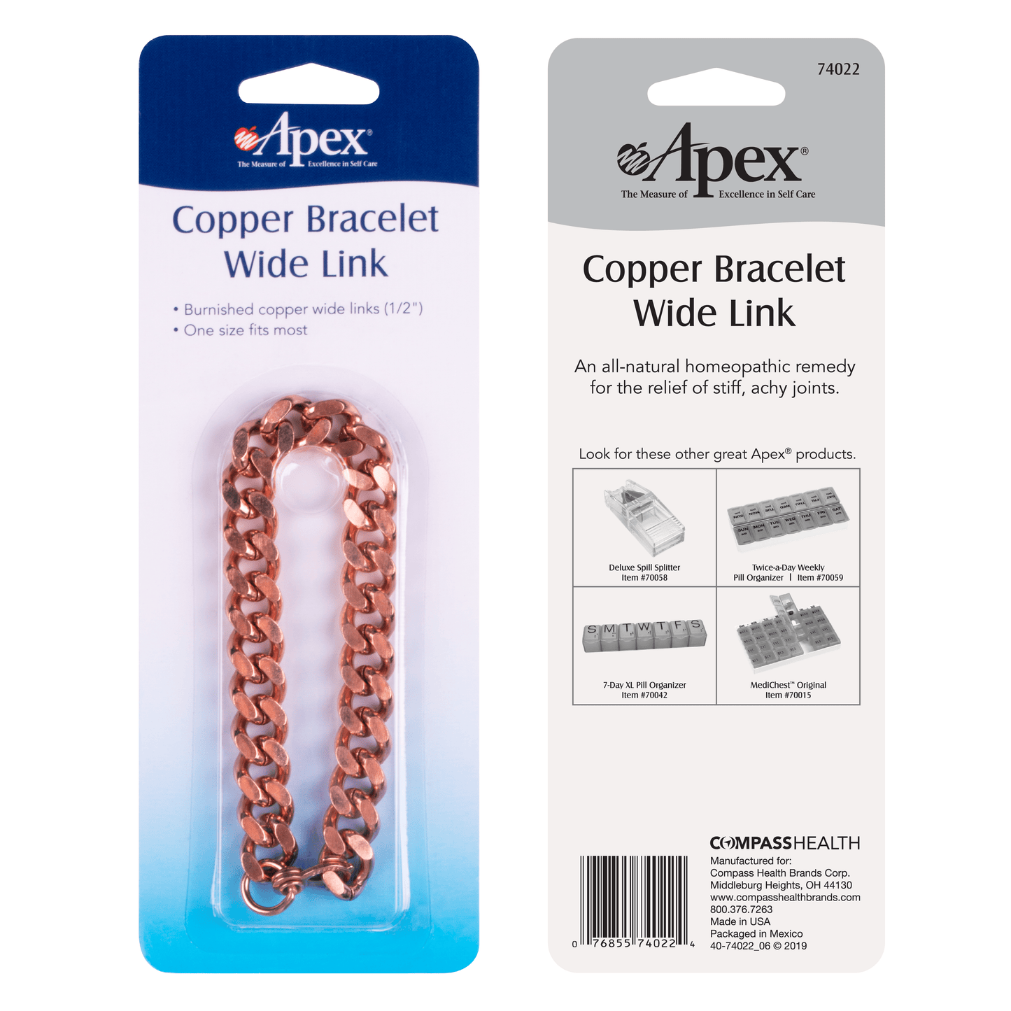Apex Copper Bracelet, Wide Link