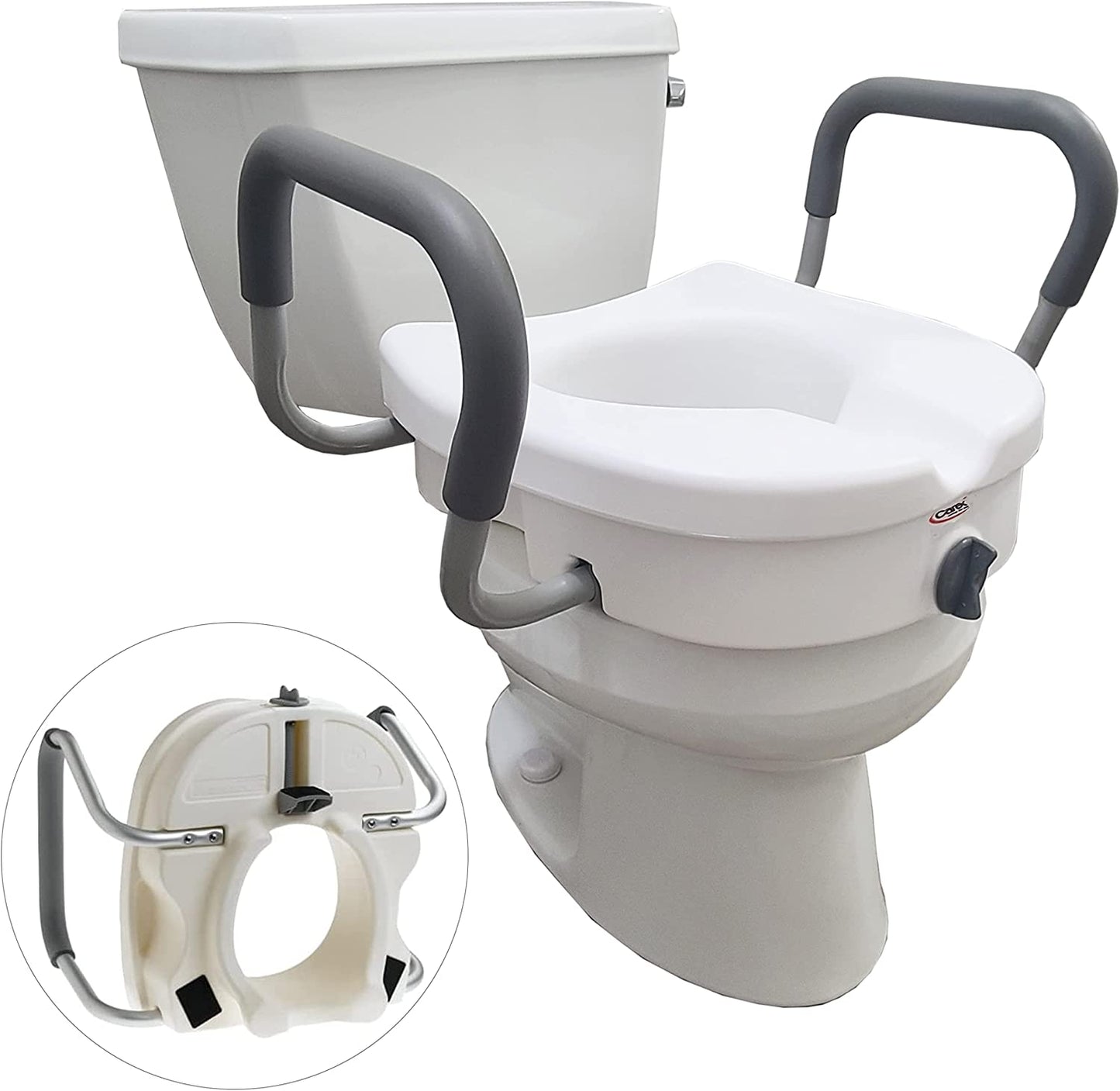 Carex E-Z LockTM Locking Raised Toilet Seat with Armrests