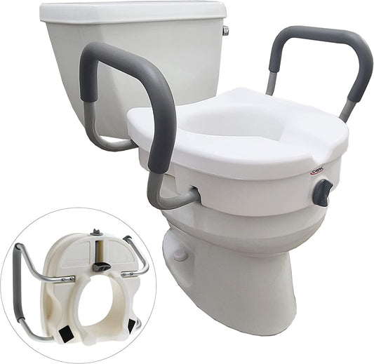 Carex E-Z LockTM Locking Raised Toilet Seat with Armrests