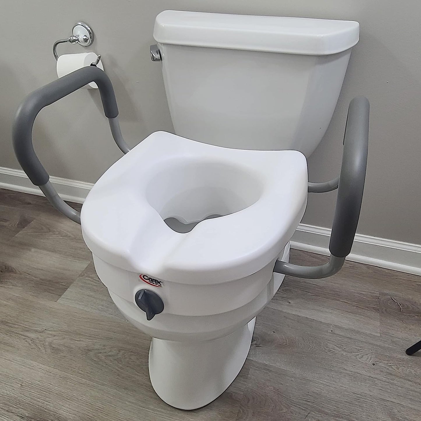 Carex E-Z LockTM Locking Raised Toilet Seat with Armrests