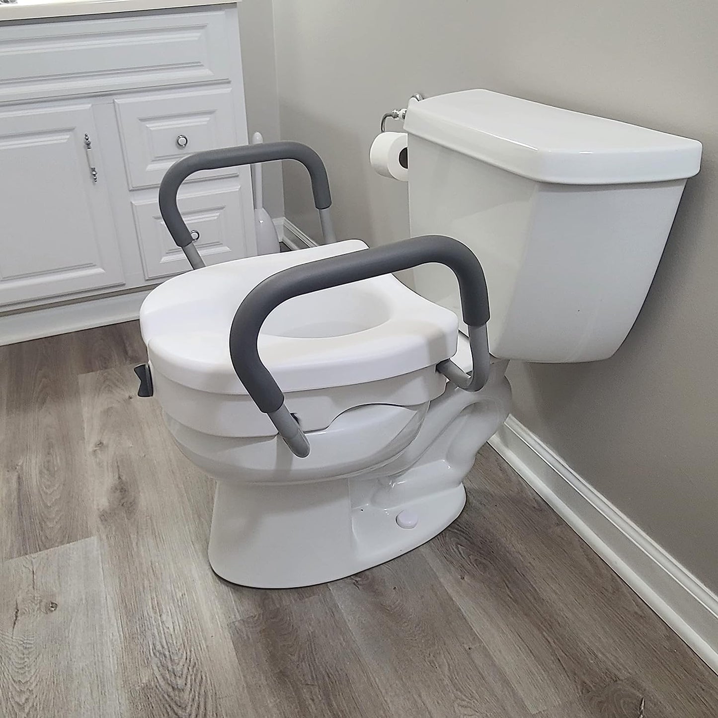 Carex E-Z LockTM Locking Raised Toilet Seat with Armrests