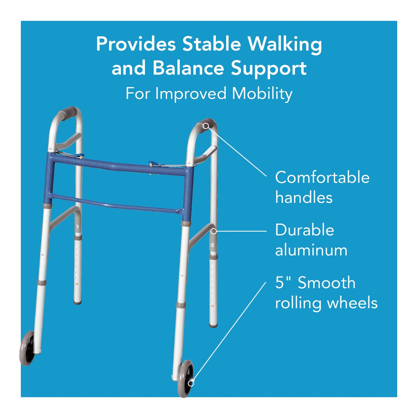Carex Classics Dual Button Walker with Wheels