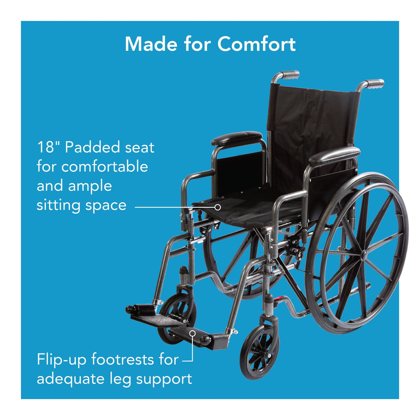 Carex Wheelchair With Large 18” Padded Seat