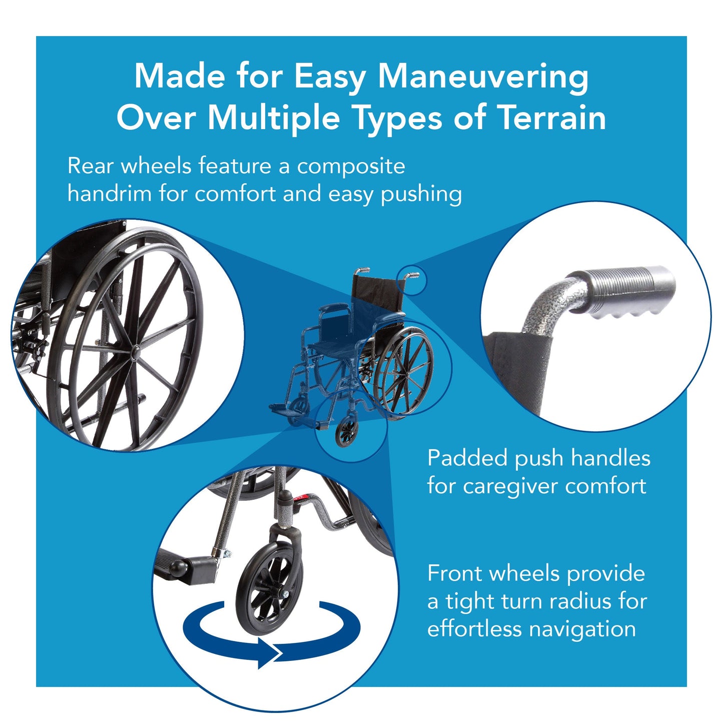 Carex Wheelchair With Large 18” Padded Seat