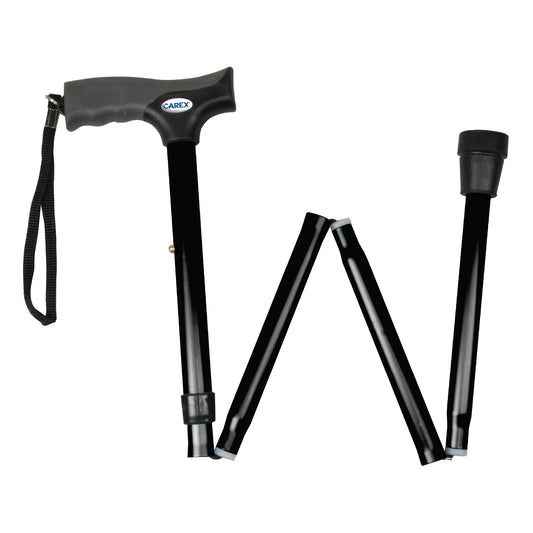 Carex Soft Grip Folding Cane with Derby Handle
