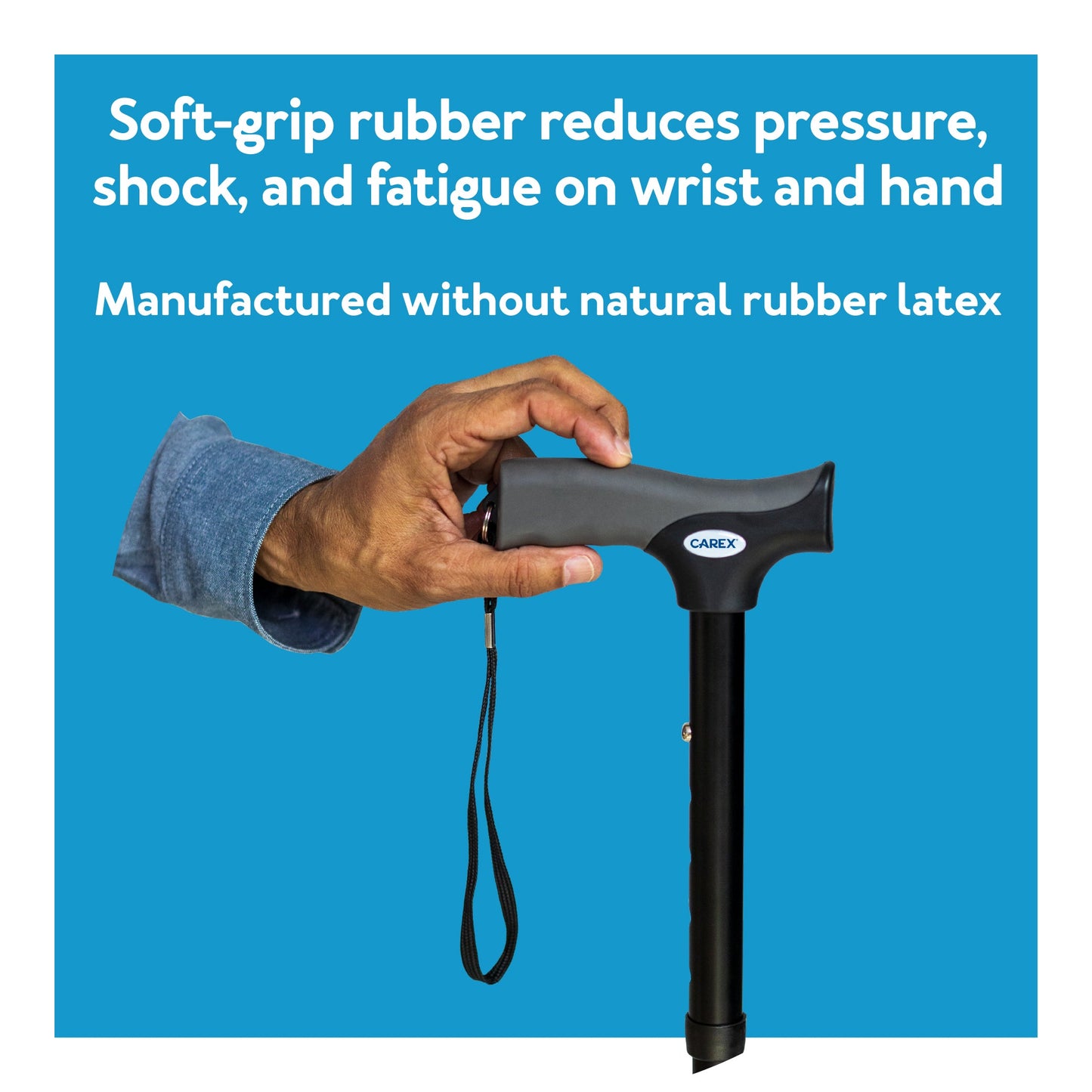 Carex Soft Grip Folding Cane with Derby Handle