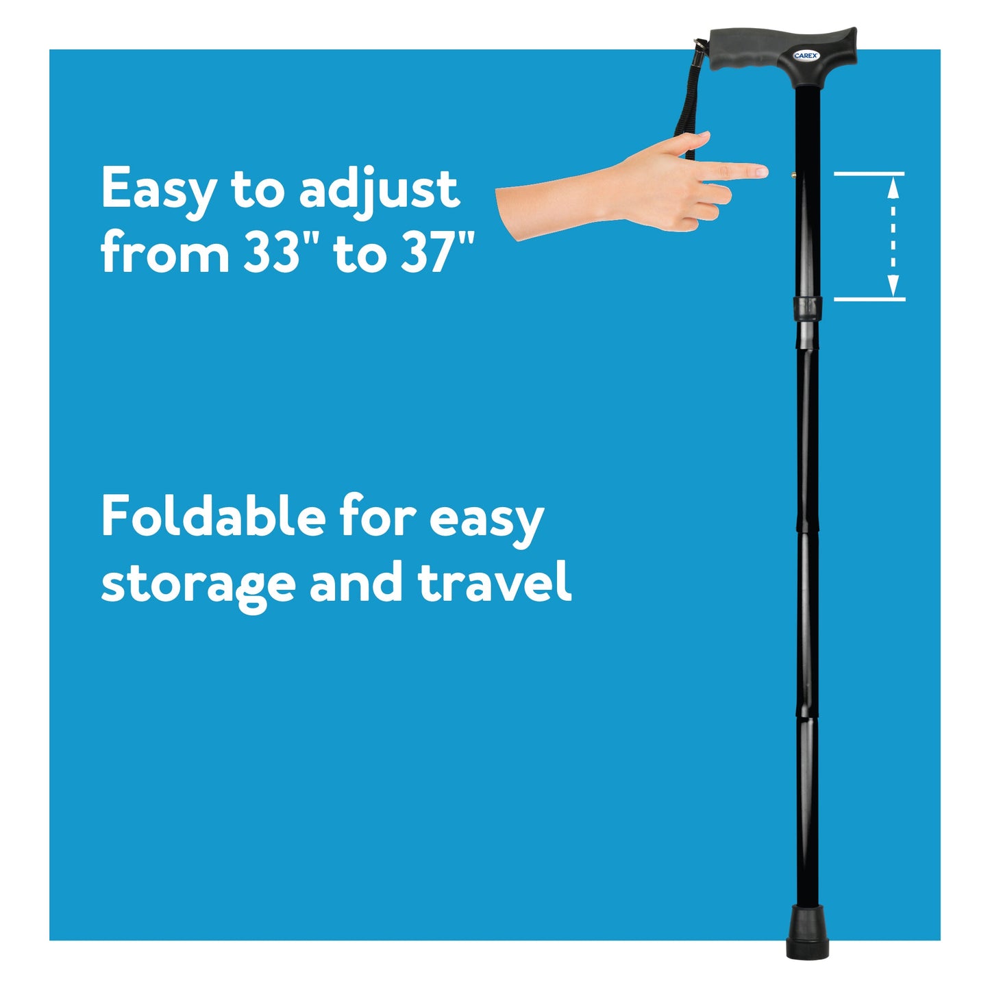 Carex Soft Grip Folding Cane with Derby Handle