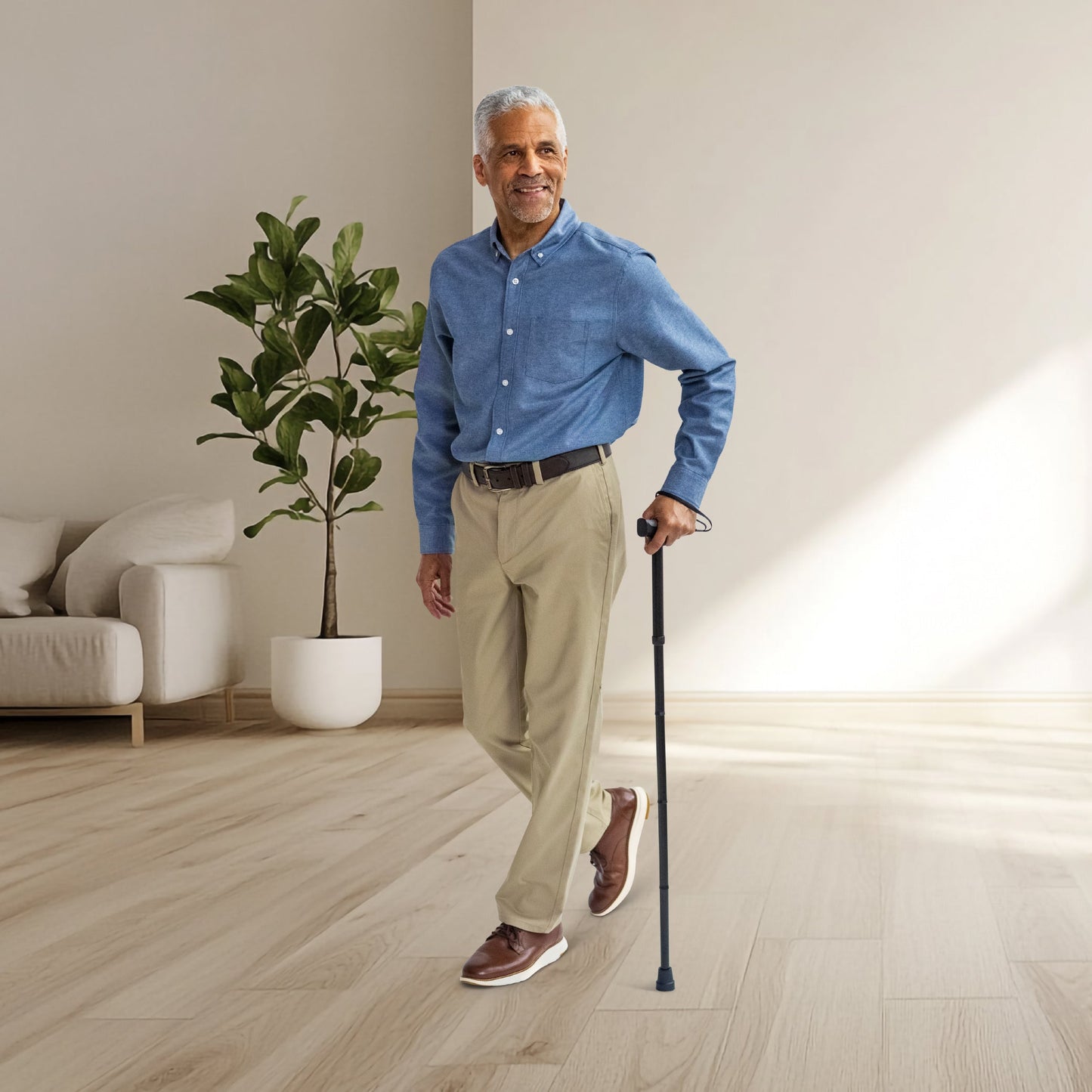 Carex Soft Grip Folding Cane with Derby Handle