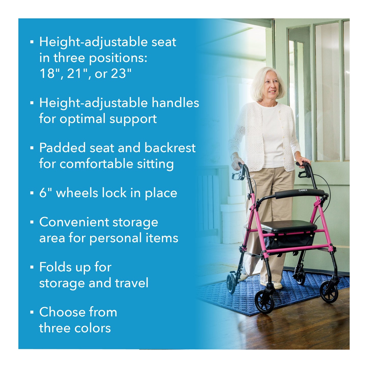 Carex Step 'N Rest® Rolling Walker