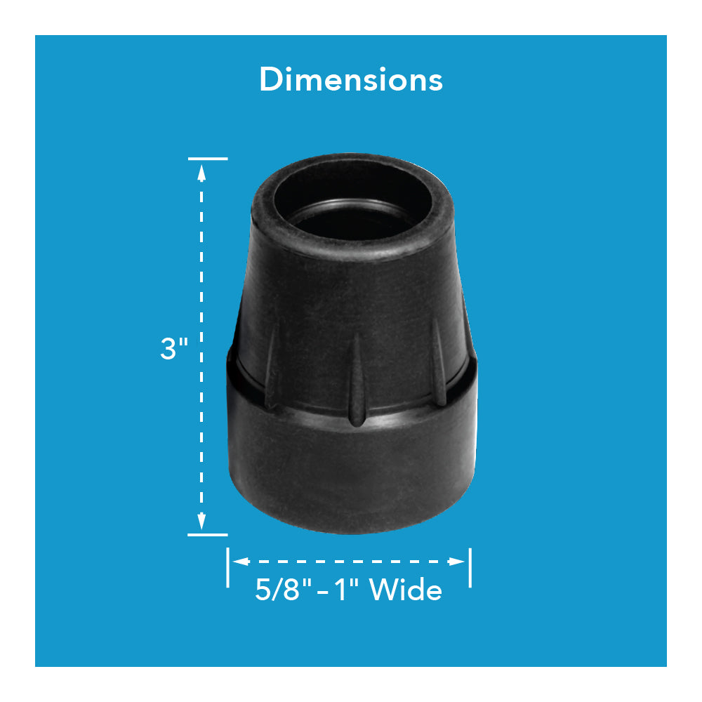 Carex Replacement Cane Tips (1", 3/4", 5/8", 7/8") - 2-Pack
