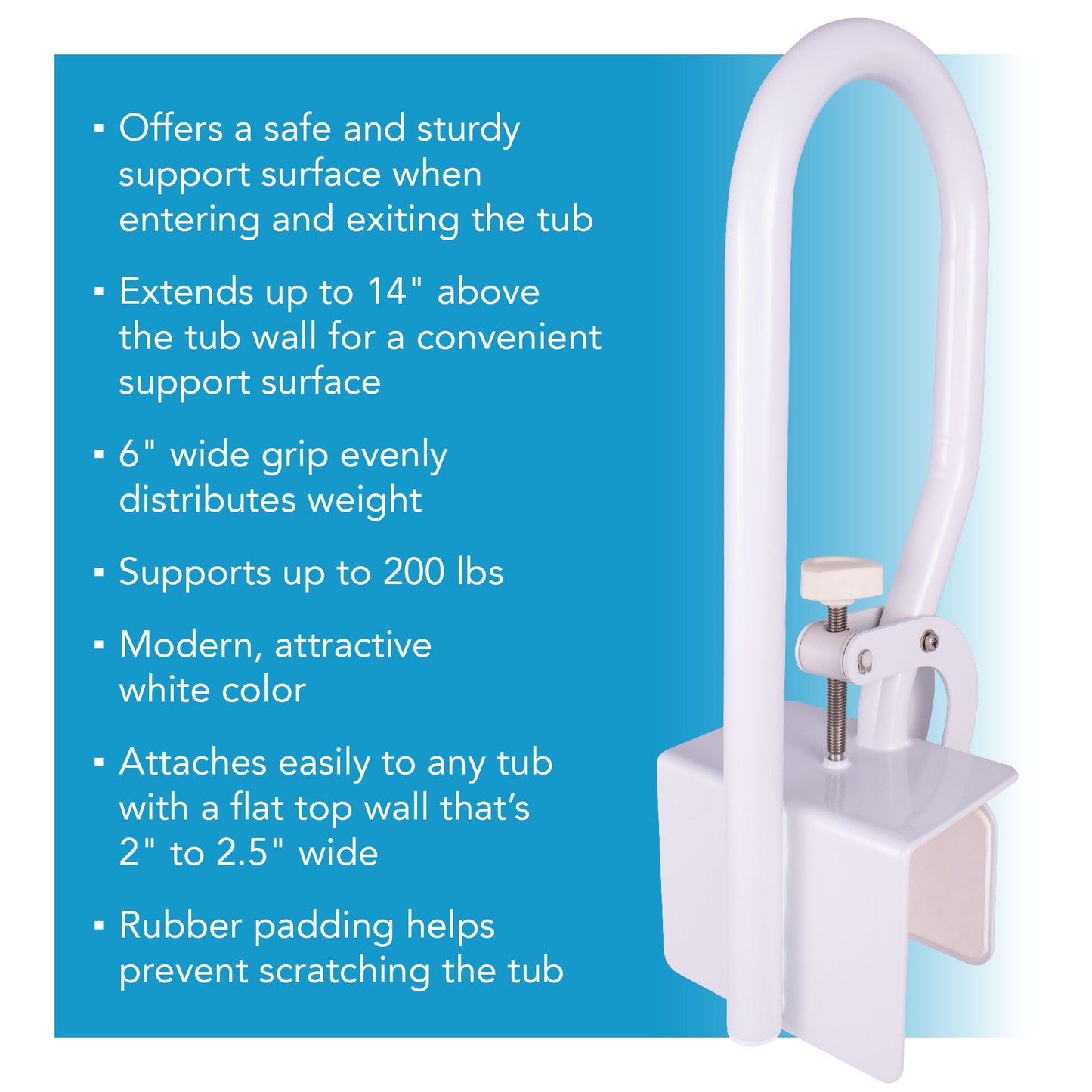 Carex White Bathtub Rail