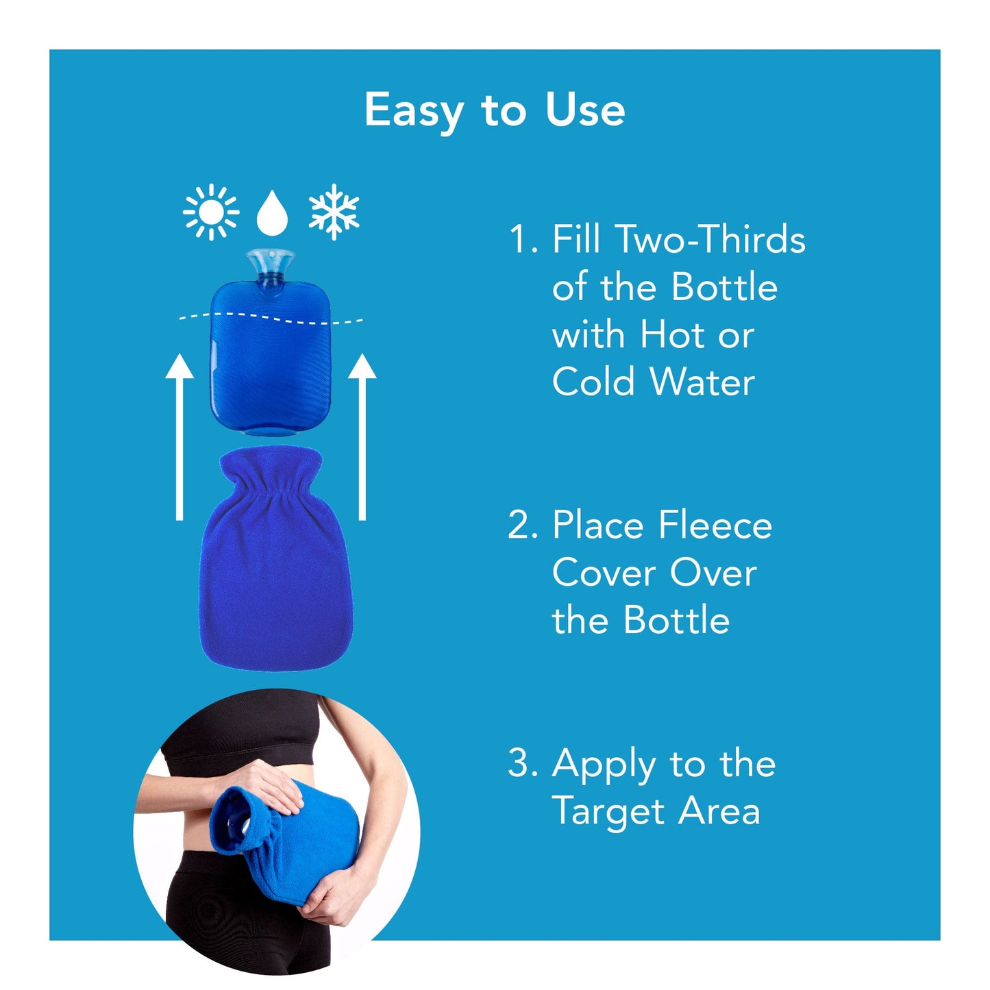 Carex Hot Water Bottle with Fleece Cover