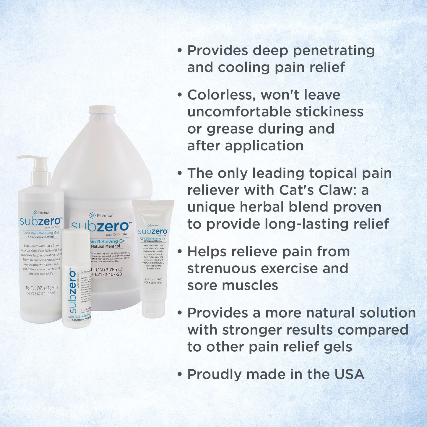 Sub Zero Cool Pain Relieving Gel - Multiple Sizes