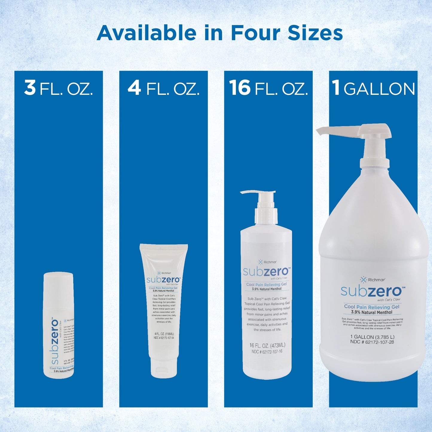 Sub Zero Cool Pain Relieving Gel - Multiple Sizes