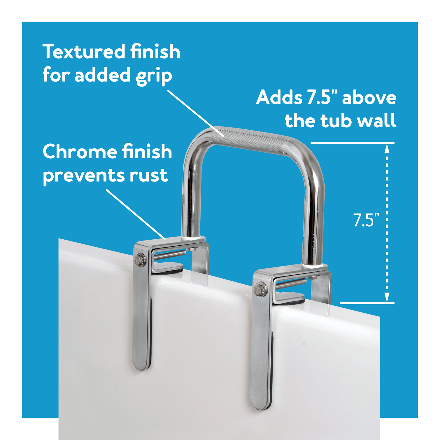 Carex Bathtub Rail With Chrome Finish