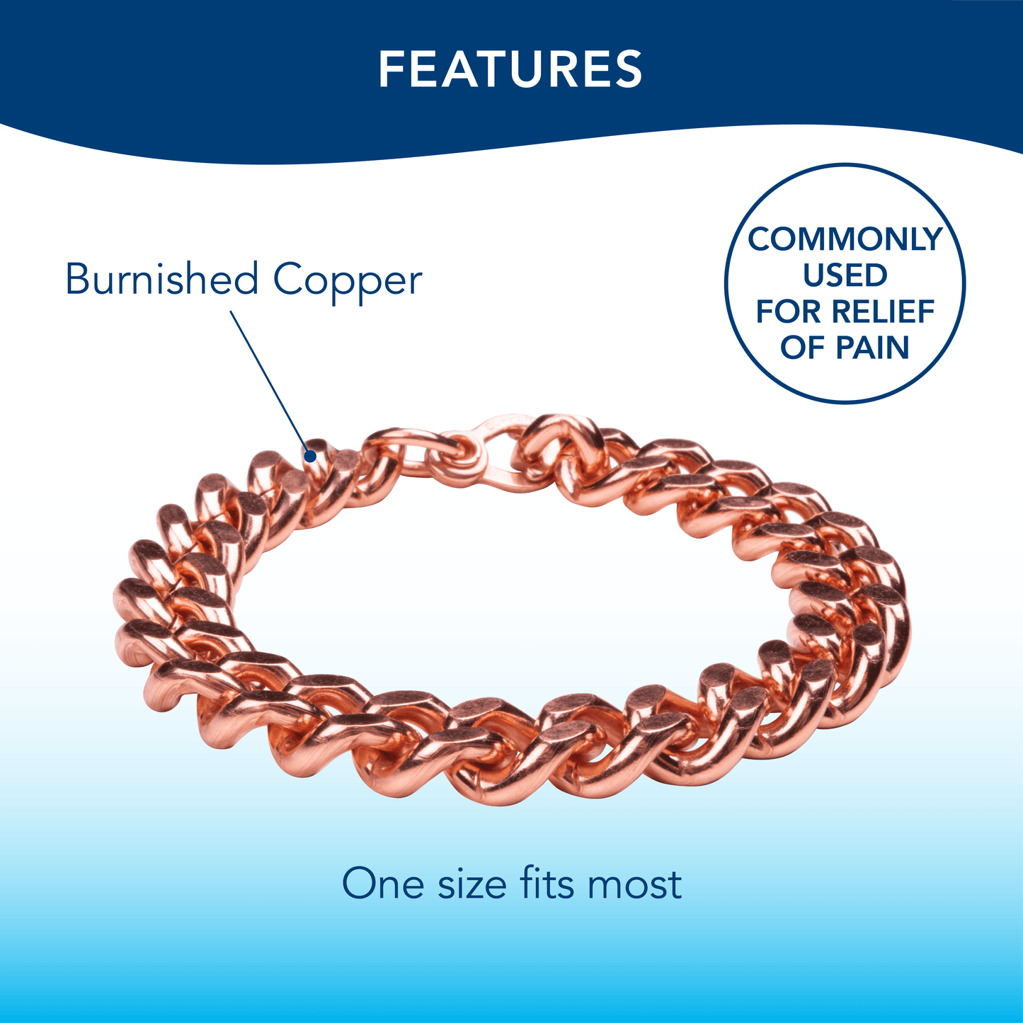 Apex Copper Bracelet, Wide Link