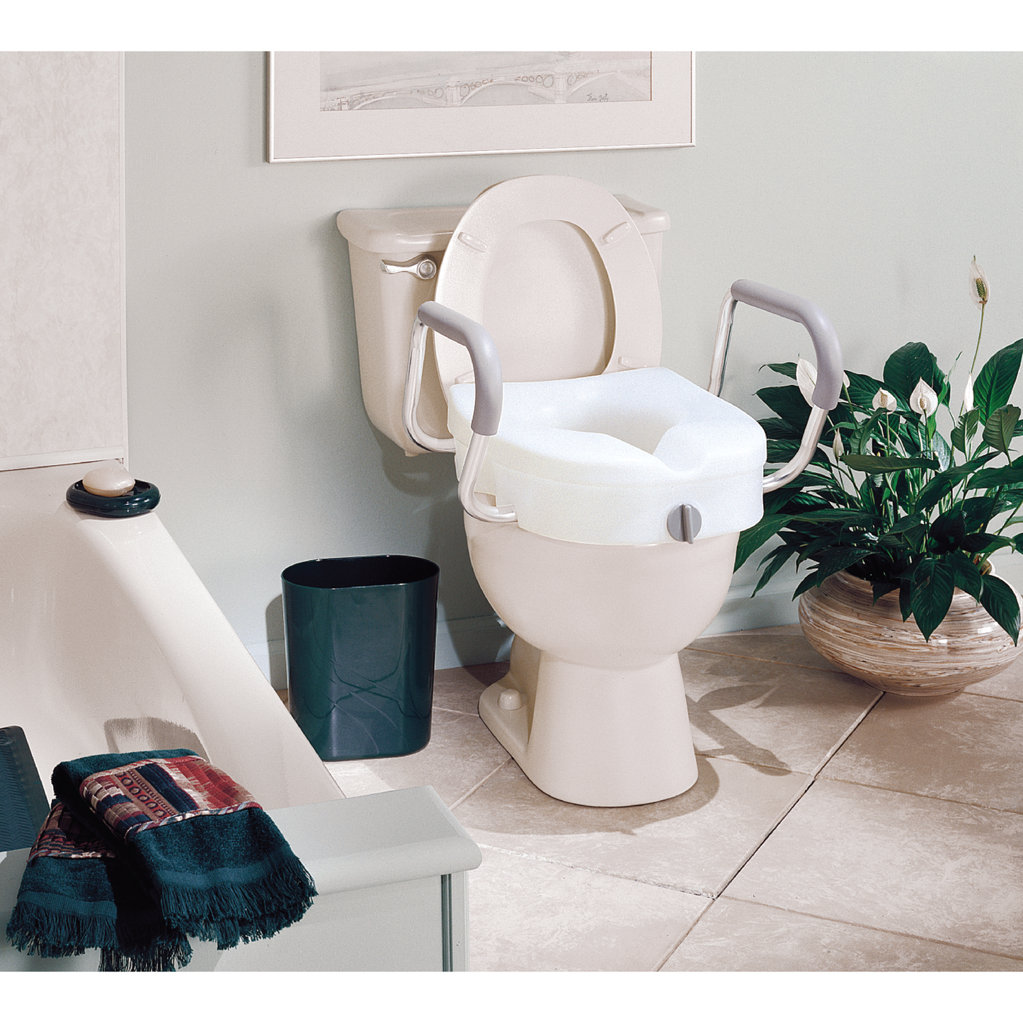 Carex E-Z LockTM Locking Raised Toilet Seat with Armrests
