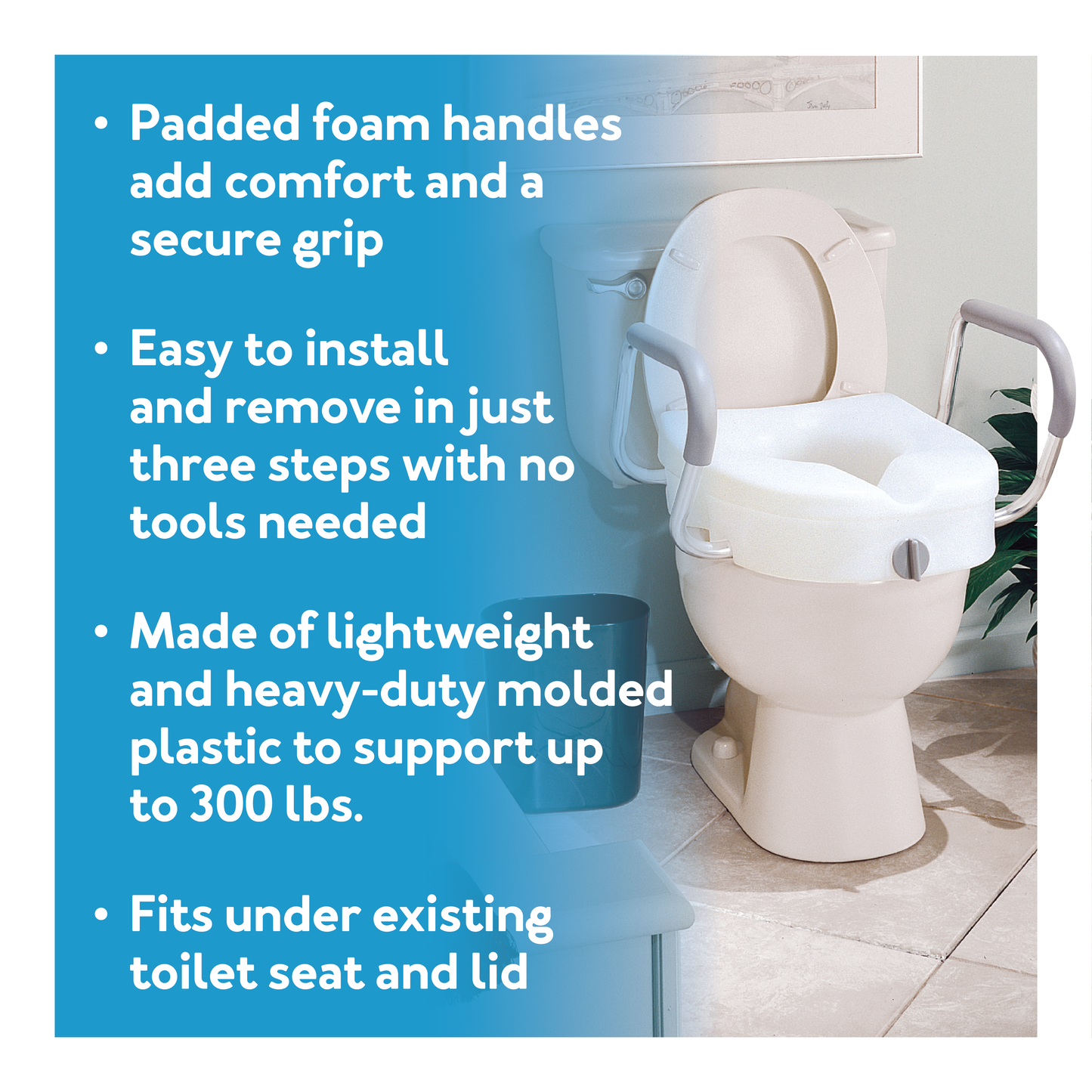 Carex E-Z LockTM Locking Raised Toilet Seat with Armrests