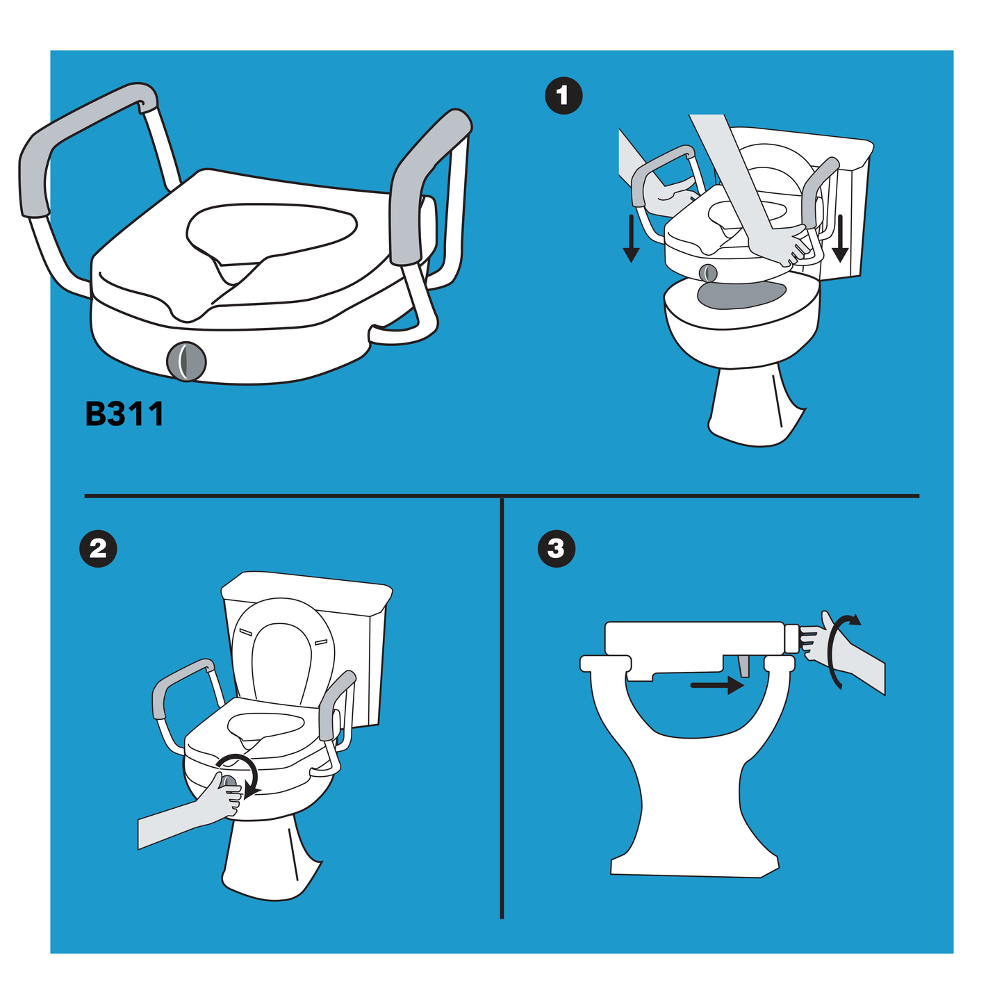 Carex E-Z LockTM Locking Raised Toilet Seat with Armrests