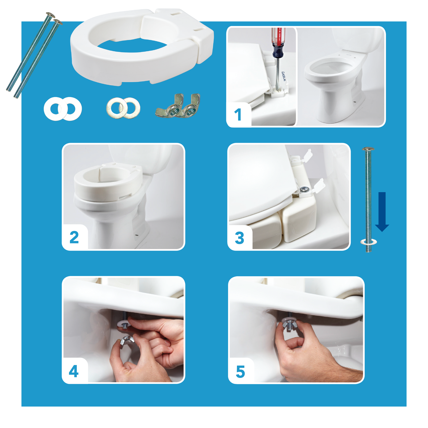 Carex Hinged Toilet Seat Riser (Standard and Elongated)