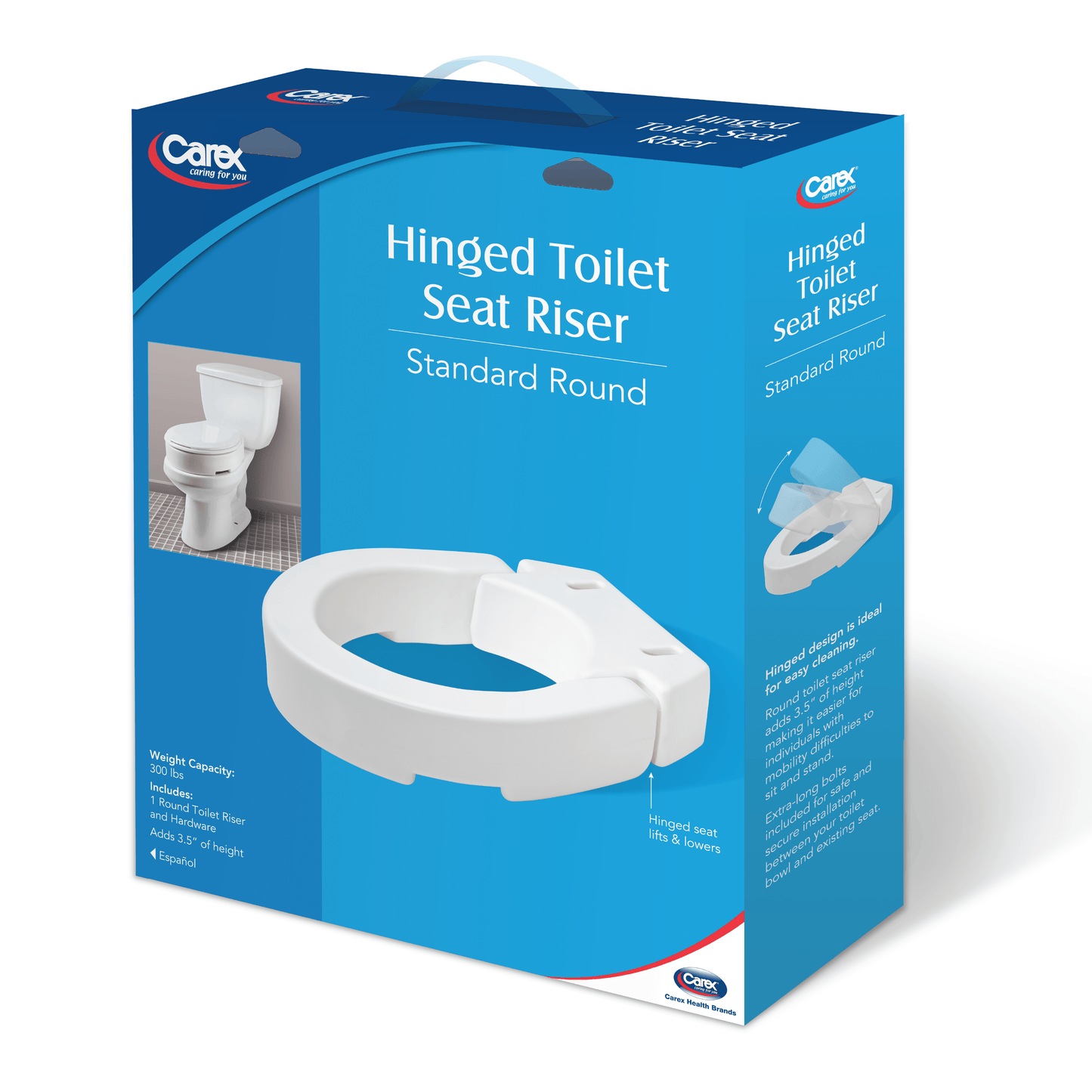 Carex Hinged Toilet Seat Riser (Standard and Elongated)