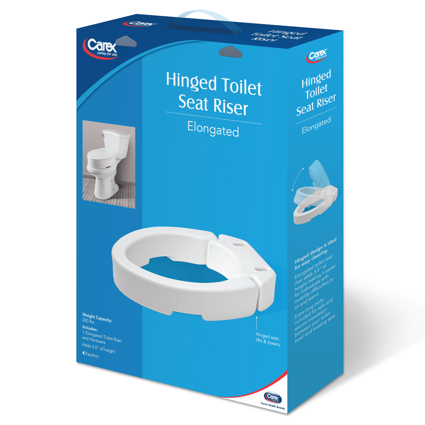 Carex Hinged Toilet Seat Riser (Standard and Elongated)