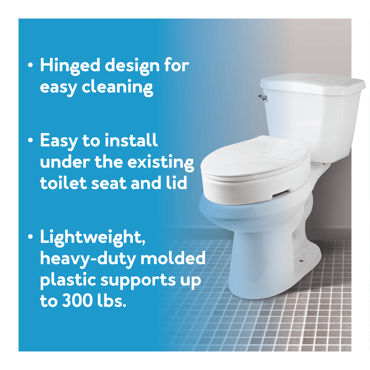 Carex Hinged Toilet Seat Riser (Standard and Elongated)