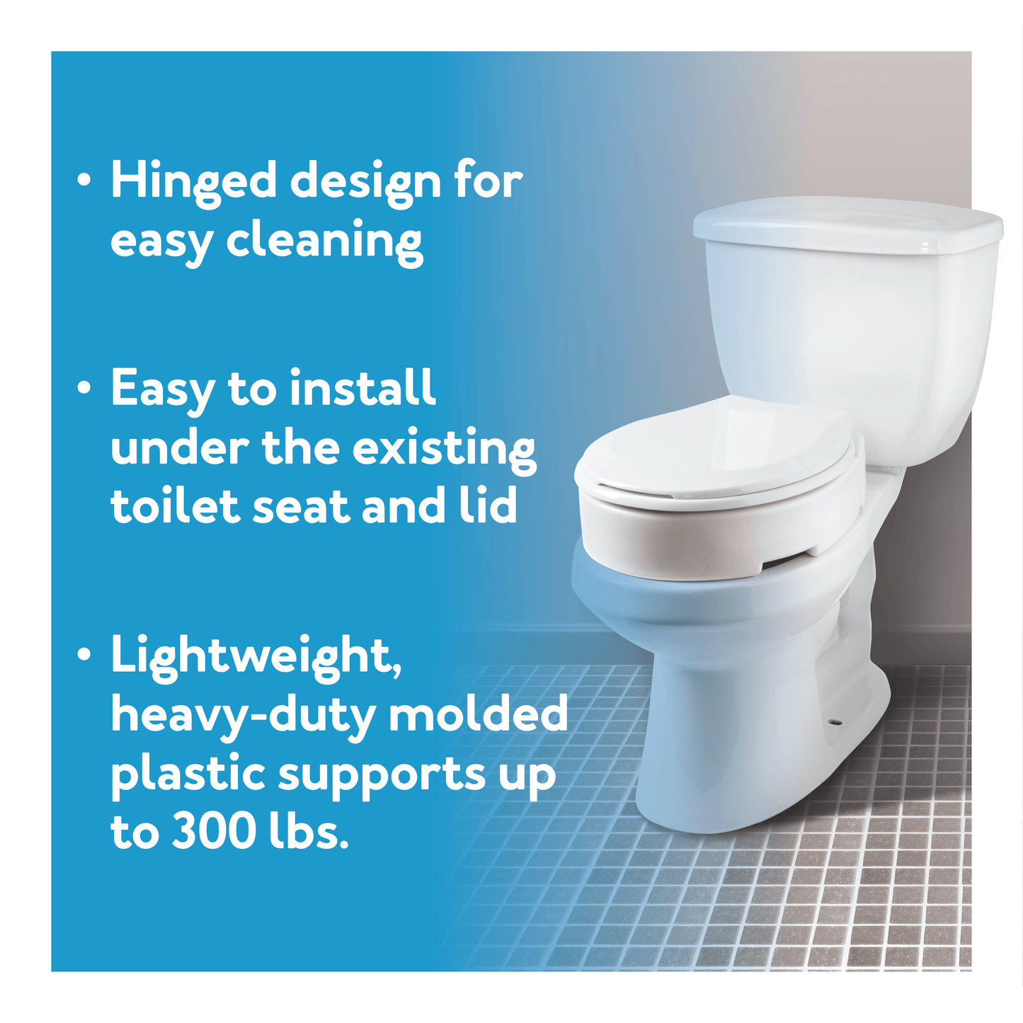 Carex Hinged Toilet Seat Riser (Standard and Elongated)