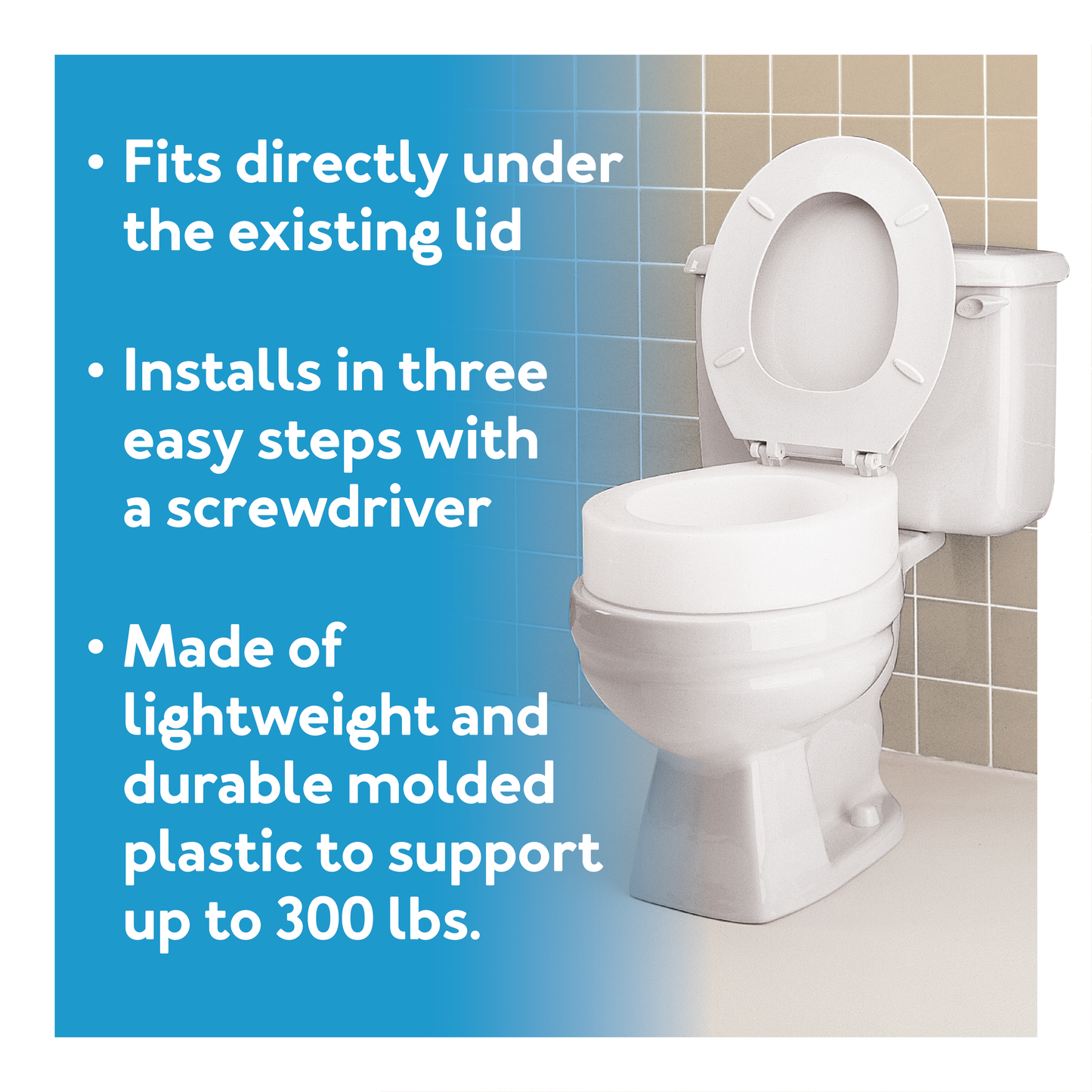 Carex Toilet Seat Elevator - For Elongated Toilet Seats