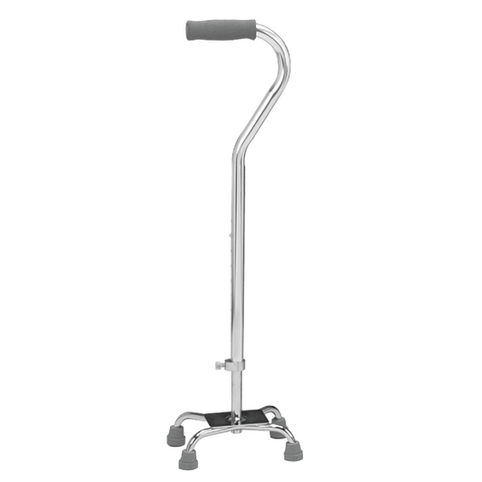 Carex Small Base Offset Quad Cane - Silver