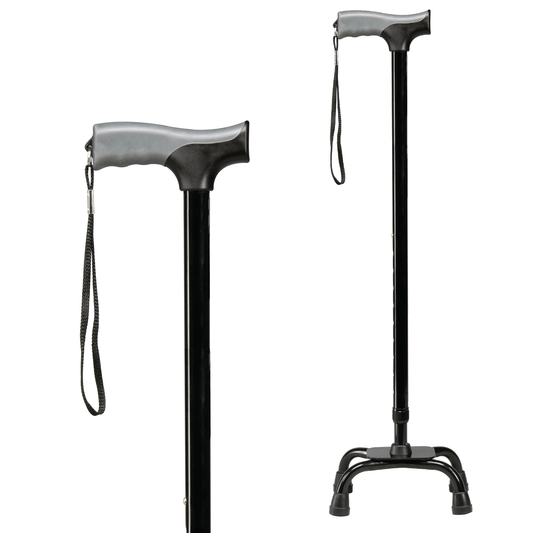 Carex Small Base Quad Cane with Soft Grip Derby Handle