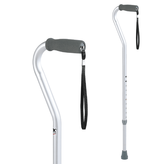 Carex Offset Aluminum Cane with Cushioned Grip and Wrist Strap
